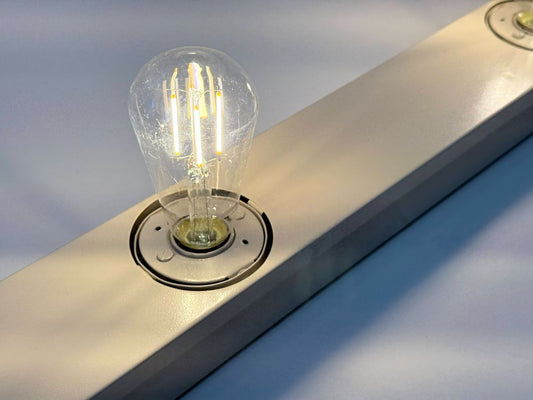 Vintage Industrial Vanity Light Bar Restored 1950s Wall Fixture with LED Edison Bulbs