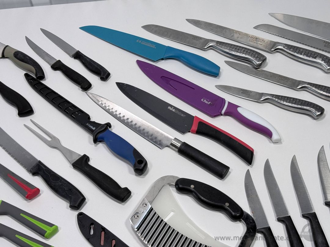 Large Kitchen Knife Lot Hampton Forge KitchenAid Farberware Cutlery Set 30+ Pieces
