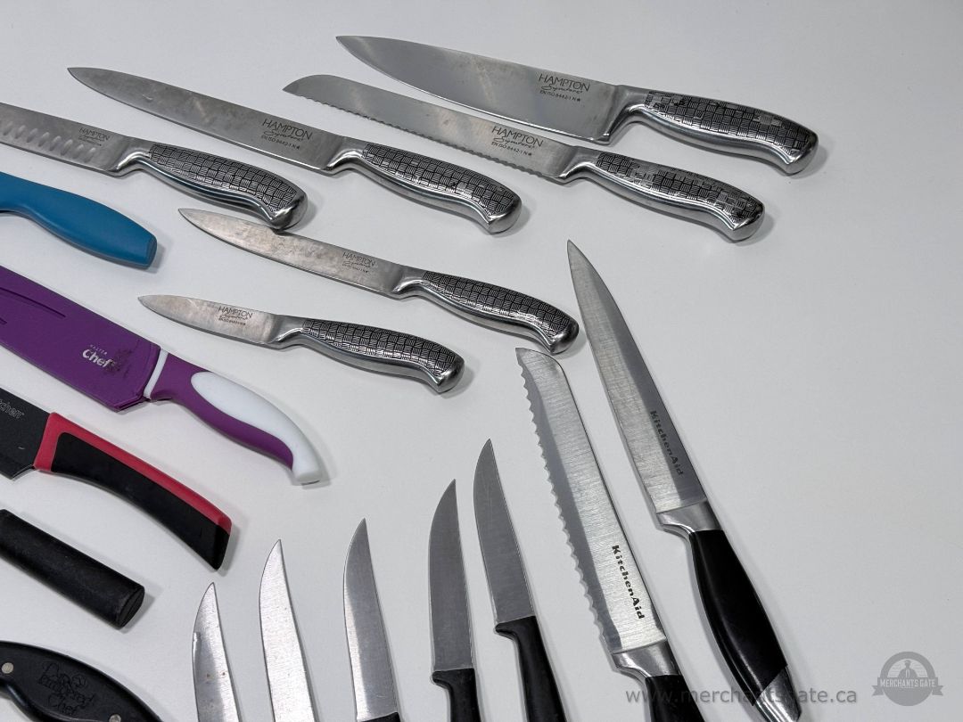 Large Kitchen Knife Lot Hampton Forge KitchenAid Farberware Cutlery Set 30+ Pieces