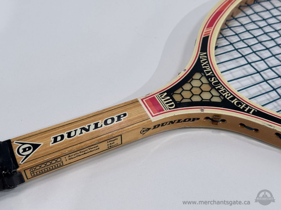 Vintage Dunlop Maxply Superlight Mid Wooden Tennis Racquet Made in England