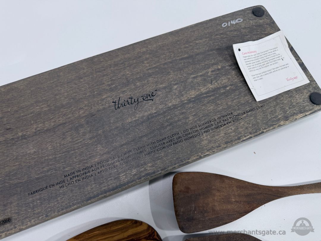 Rustic Wooden Serving Tray Kitchen Utensil Set Olive Wood Paddle Board Lot