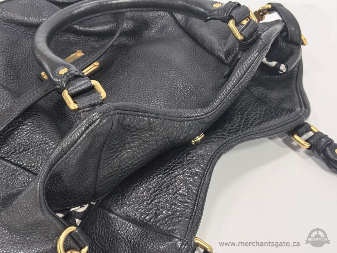 Marc by Marc Jacobs Black Pebbled Leather Satchel Shoulder Bag Crossbody Purse