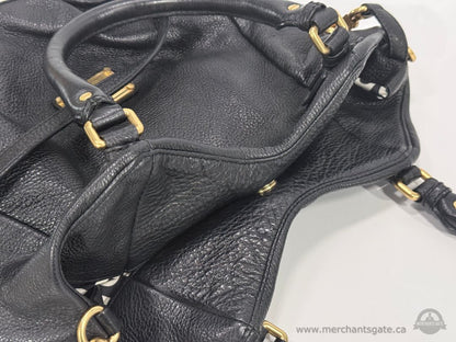 Marc by Marc Jacobs Black Pebbled Leather Satchel Shoulder Bag Crossbody Purse