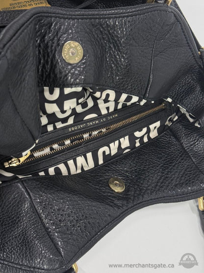 Marc by Marc Jacobs Black Pebbled Leather Satchel Shoulder Bag Crossbody Purse