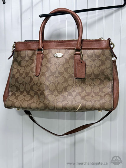 Coach Brown Signature Canvas Satchel Shoulder Crossbody Purse
