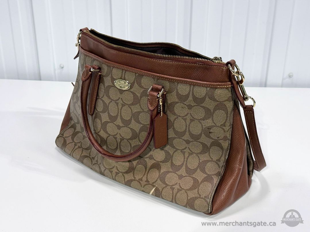 Coach Brown Signature Canvas Satchel Shoulder Crossbody Purse