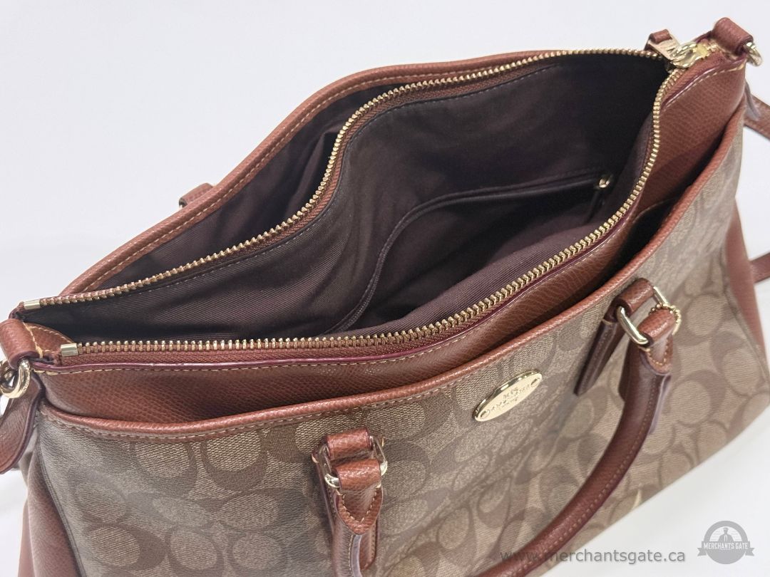 Coach Brown Signature Canvas Satchel Shoulder Crossbody Purse