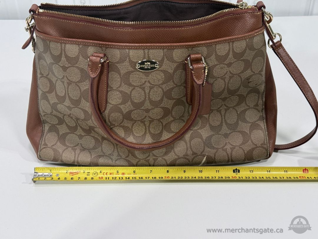 Coach Brown Signature Canvas Satchel Shoulder Crossbody Purse