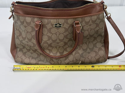 Coach Brown Signature Canvas Satchel Shoulder Crossbody Purse
