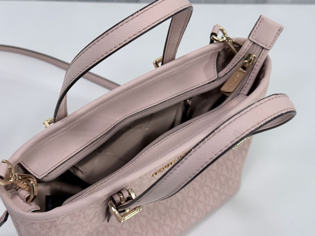 Michael Kors Pink Signature Crossbody Tote Purse Handbag