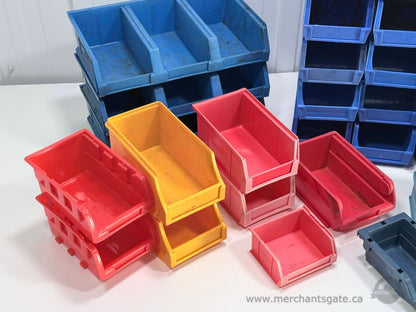 39 Assorted Plastic Parts Storage Bins & Stackable Shop Organizer Bins Akro-Mils Bin 101