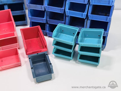 39 Assorted Plastic Parts Storage Bins & Stackable Shop Organizer Bins Akro-Mils Bin 101