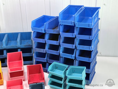 39 Assorted Plastic Parts Storage Bins & Stackable Shop Organizer Bins Akro-Mils Bin 101