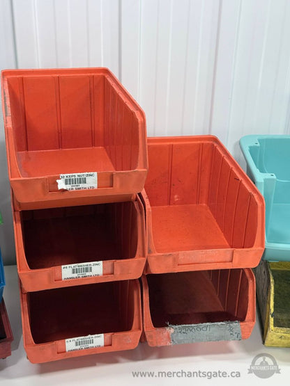 12 Large Heavy Duty Plastic Parts Storage Bins Workshop Garage Organizer Lot