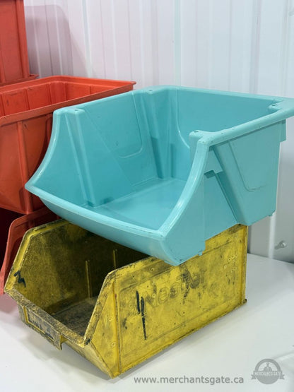 12 Large Heavy Duty Plastic Parts Storage Bins Workshop Garage Organizer Lot