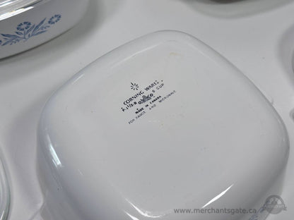 Corning Ware Blue Cornflower Casserole Dishes with Glass Lids 4 & 6 Cup Set of 4
