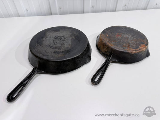 Vintage GSW Cast Iron Skillet Frying Pan Set 11" & 9" Made in Canada