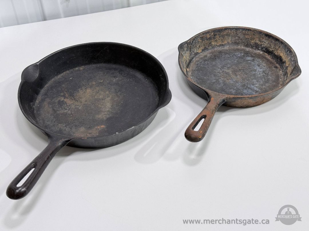 Vintage GSW Cast Iron Skillet Frying Pan Set 11" & 9" Made in Canada