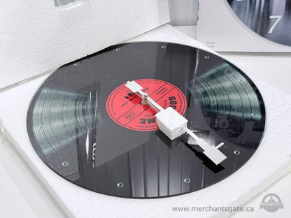 Kasa Elements Vinyl Record Glass Wall Clock Montreal Skyline 13"