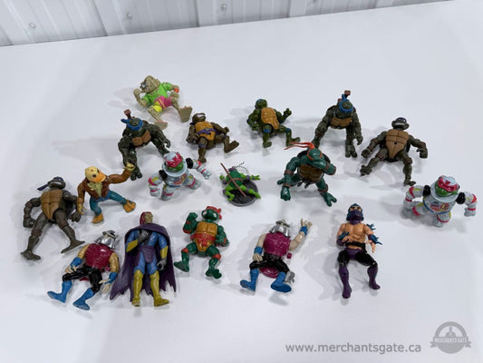 Vintage 1980s 1990s TMNT Teenage Mutant Ninja Turtles Action Figures Lot of 17