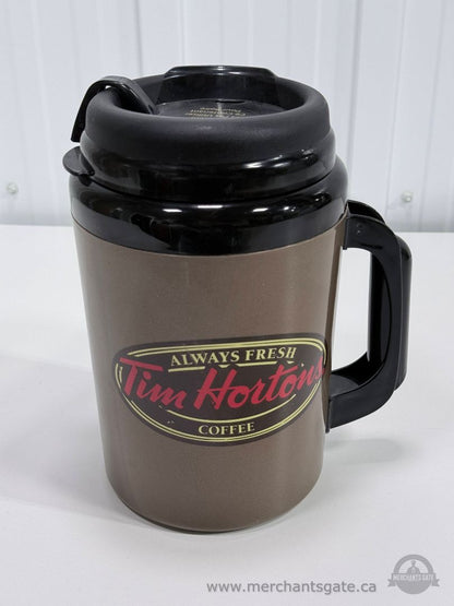 Vintage Tim Hortons Aladdin Super Insulated Travel Mug Coffee Cup Brown