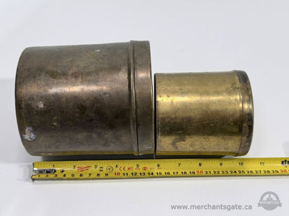 Vintage Solid Brass Lidded Canisters Set of 2 Storage Containers