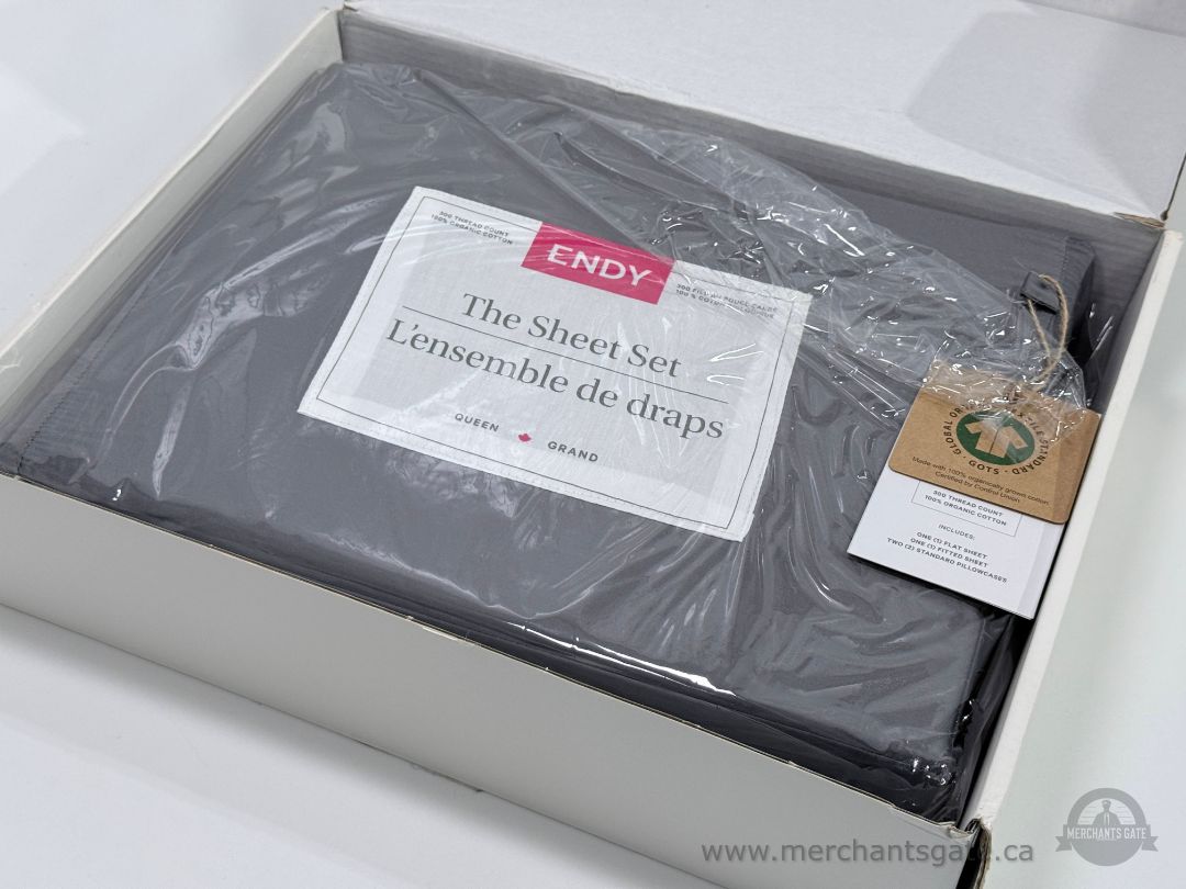 Endy Queen Organic Cotton Sheet Set Storm Grey Brand New