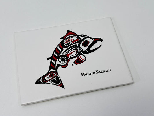 Vintage 24k Gold Indigenous Art Tile Pacific Salmon