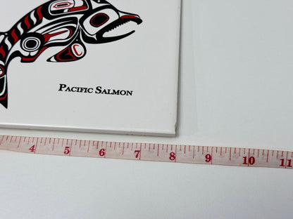 Vintage 24k Gold Indigenous Art Tile Pacific Salmon