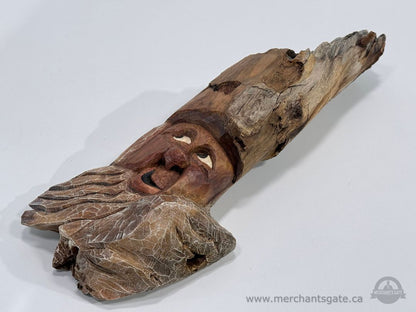 Hand Carved Wood Spirit Driftwood Wall Hanging 19" Rustic Folk Art