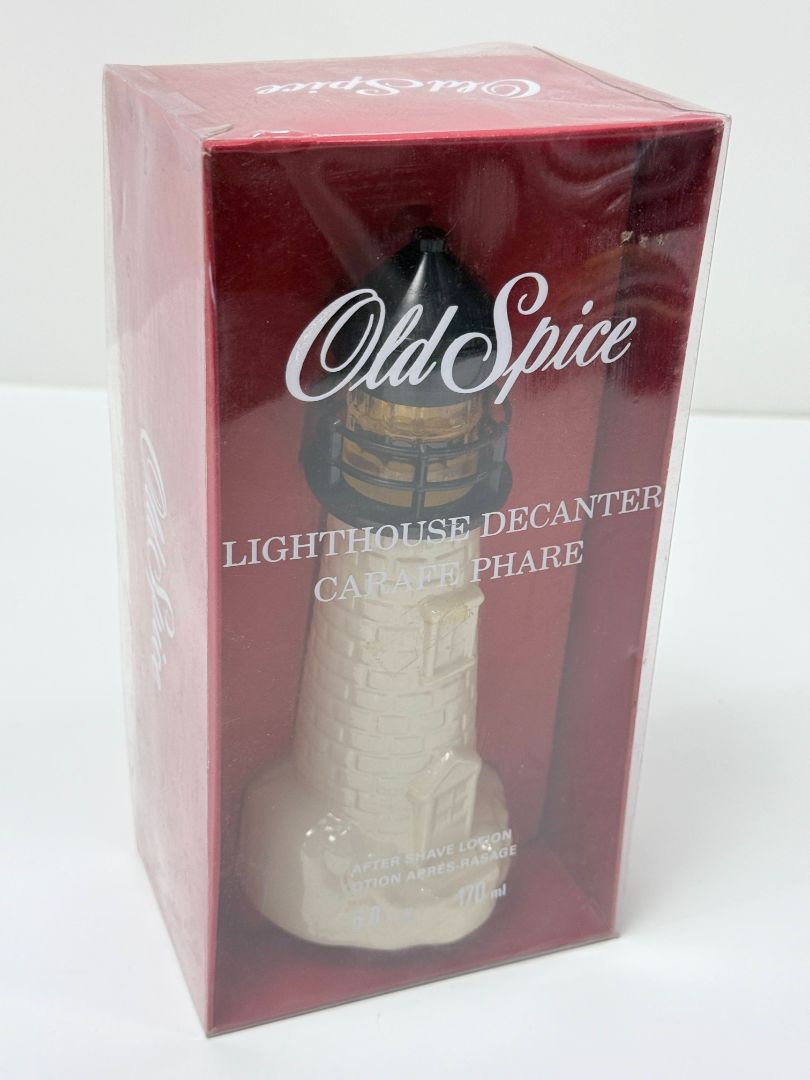Old Spice Lighthouse Decanter After Shave Lotion Collectible in Original Box 1980s