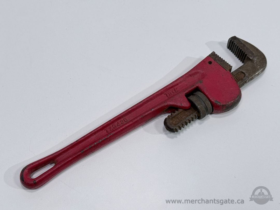 Vintage TASK T25436 14" Heavy Duty Adjustable Pipe Wrench Red Cast Metal