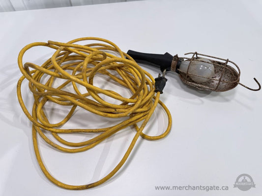 Vintage Trouble Work Light 20' Cord Metal Cage Hook Garage Mechanic Shop Lamp