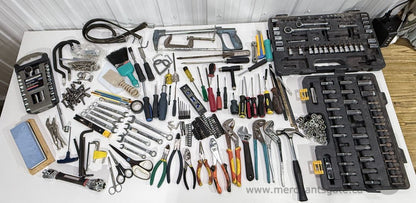 Huge Mixed Mechanic Hand Tool Lot Sockets Ratchets Wrenches Pliers Screwdrivers