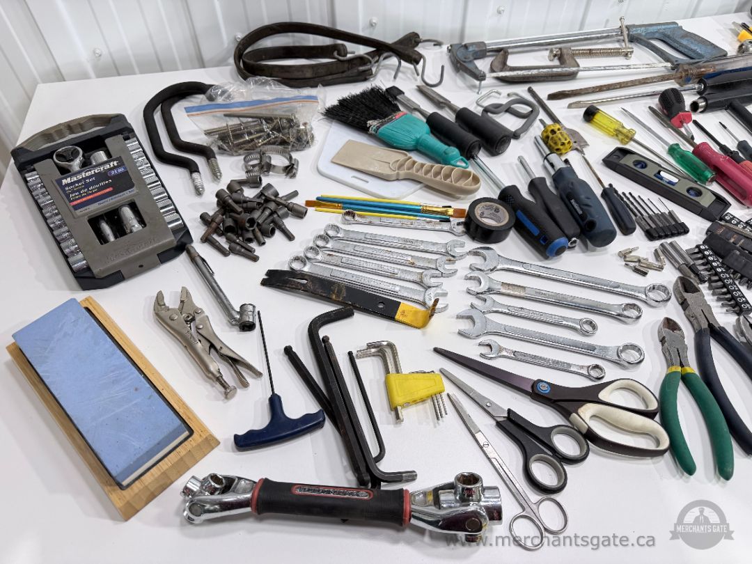 Huge Mixed Mechanic Hand Tool Lot Sockets Ratchets Wrenches Pliers Screwdrivers