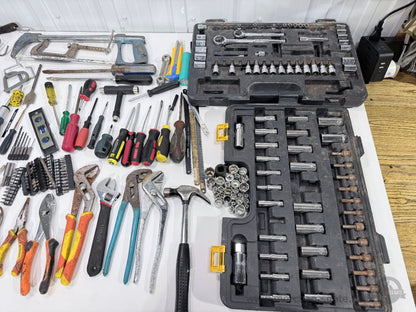 Huge Mixed Mechanic Hand Tool Lot Sockets Ratchets Wrenches Pliers Screwdrivers