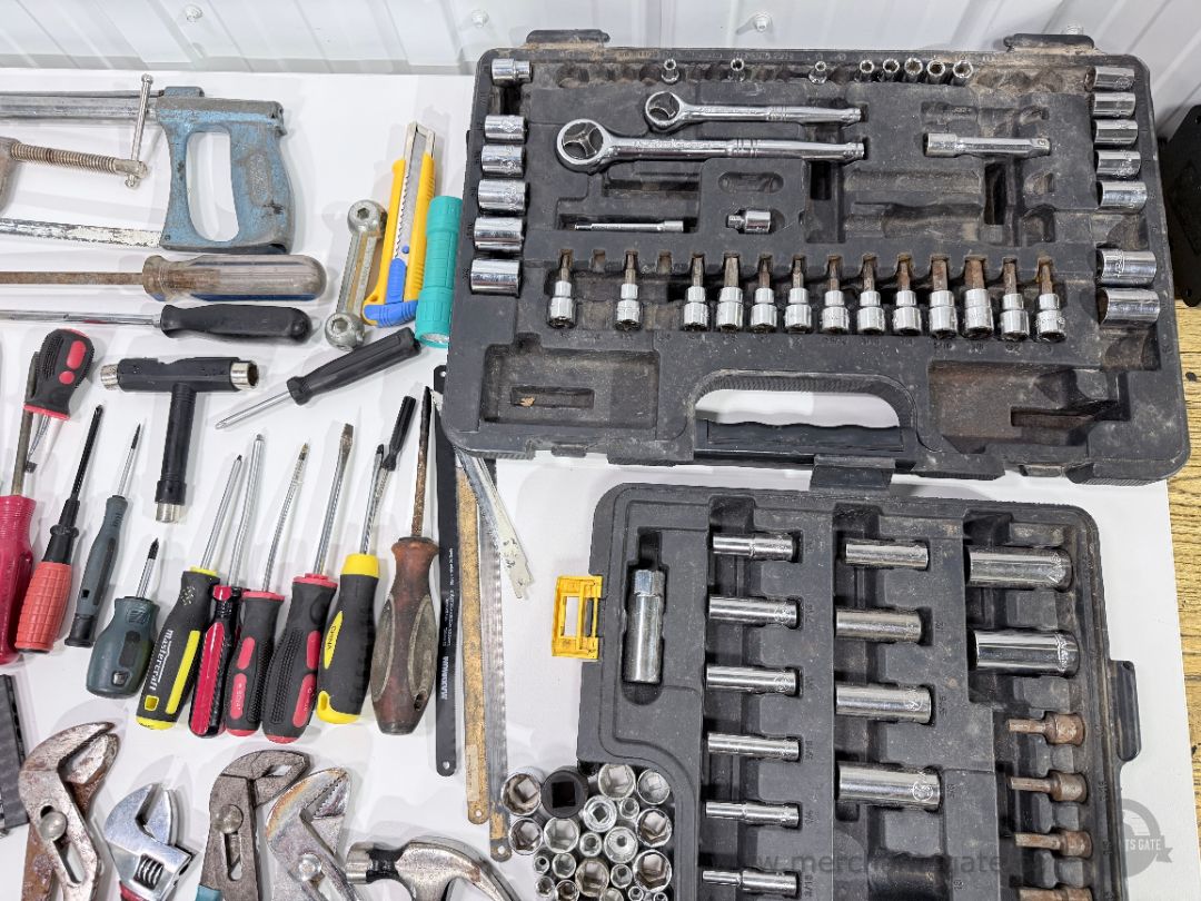 Huge Mixed Mechanic Hand Tool Lot Sockets Ratchets Wrenches Pliers Screwdrivers