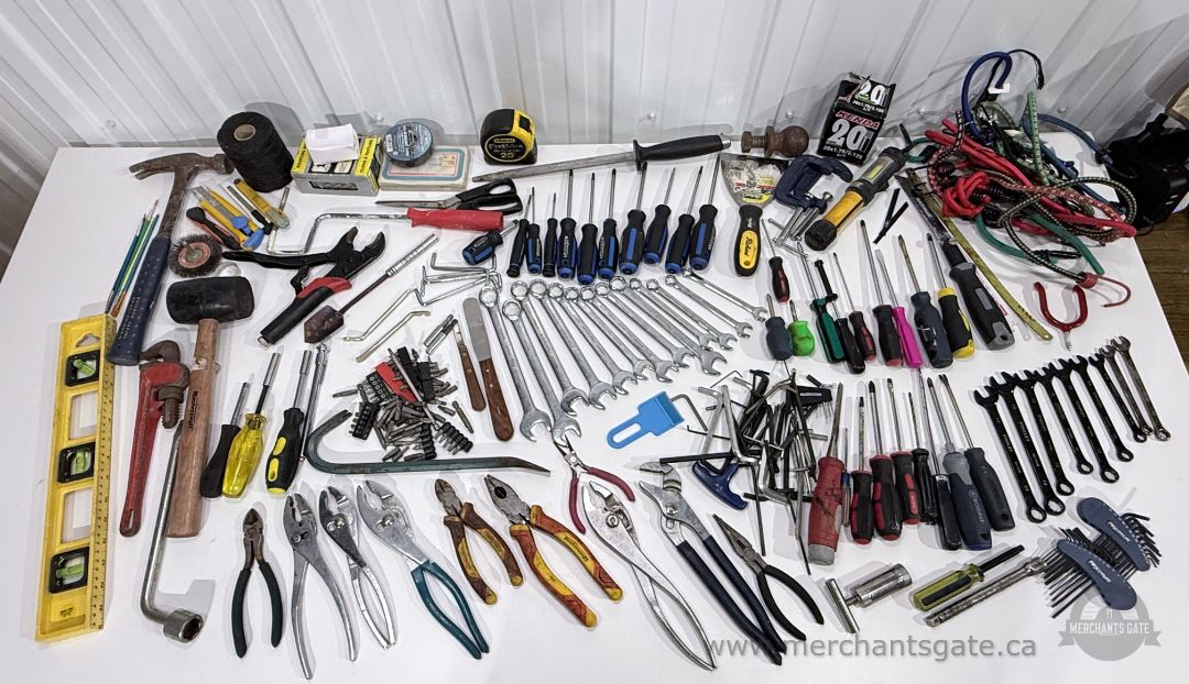 Huge Mixed Hand Tool Lot Wrenches Screwdrivers Pliers Stanley Mastercraft Garage Tools