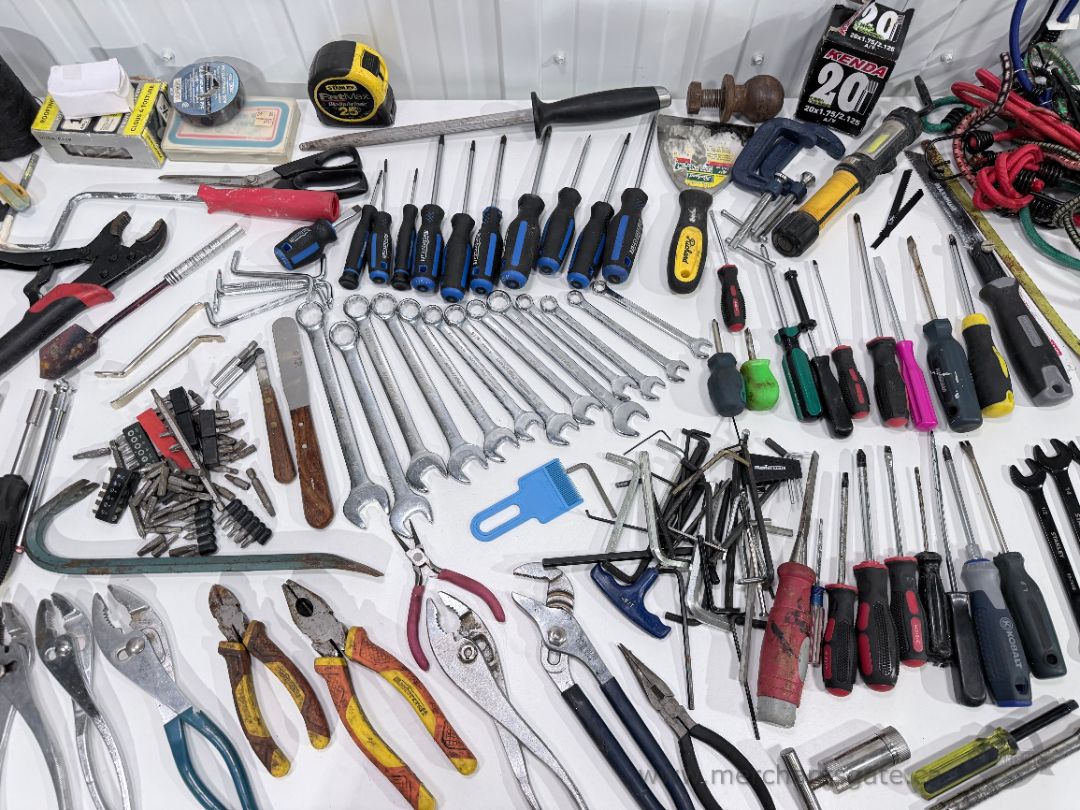 Huge Mixed Hand Tool Lot Wrenches Screwdrivers Pliers Stanley Mastercraft Garage Tools