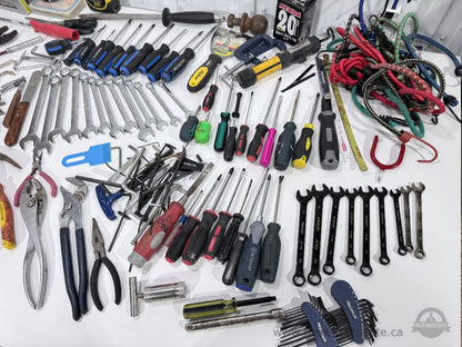 Huge Mixed Hand Tool Lot Wrenches Screwdrivers Pliers Stanley Mastercraft Garage Tools