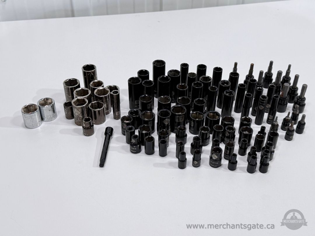 Large Stanley Socket Lot SAE Metric Deep Sockets Torx Hex Bit Sockets