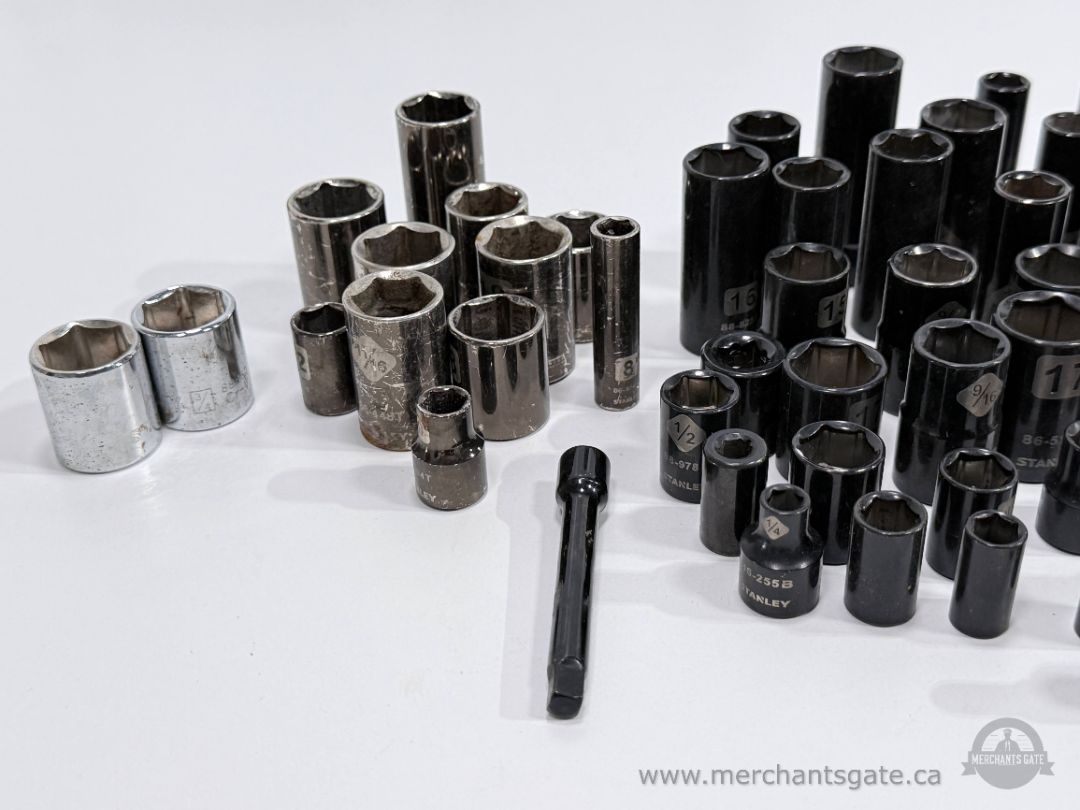 Large Stanley Socket Lot SAE Metric Deep Sockets Torx Hex Bit Sockets
