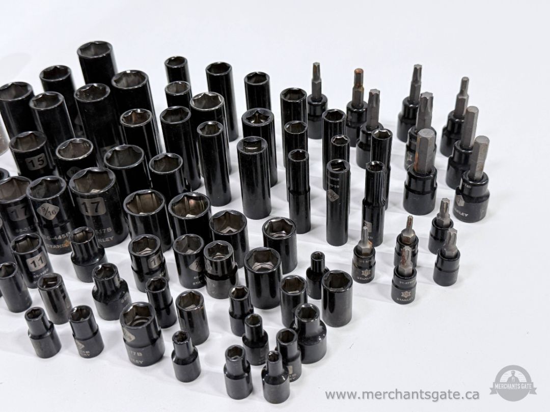 Large Stanley Socket Lot SAE Metric Deep Sockets Torx Hex Bit Sockets
