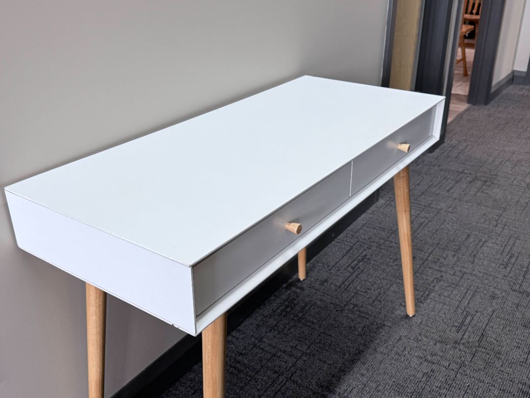 CANVAS Copenhagen 2-Drawer Home Office Writing Desk White Wood Legs