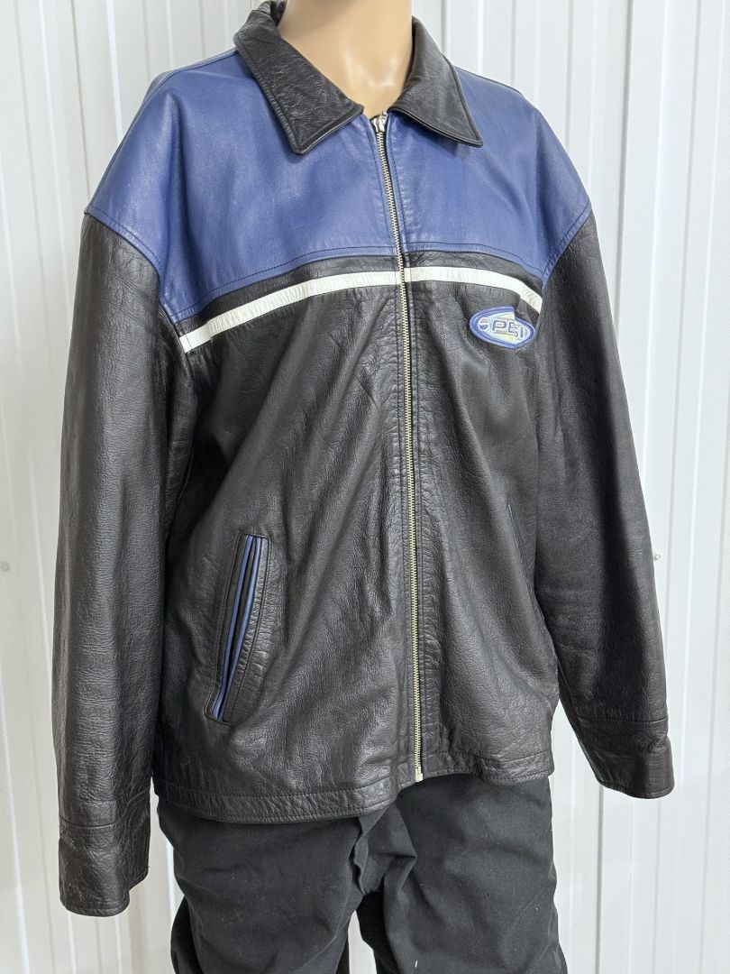 Pepsi Generation Next Mens 2XL Black Blue Leather Full Zip Jacket