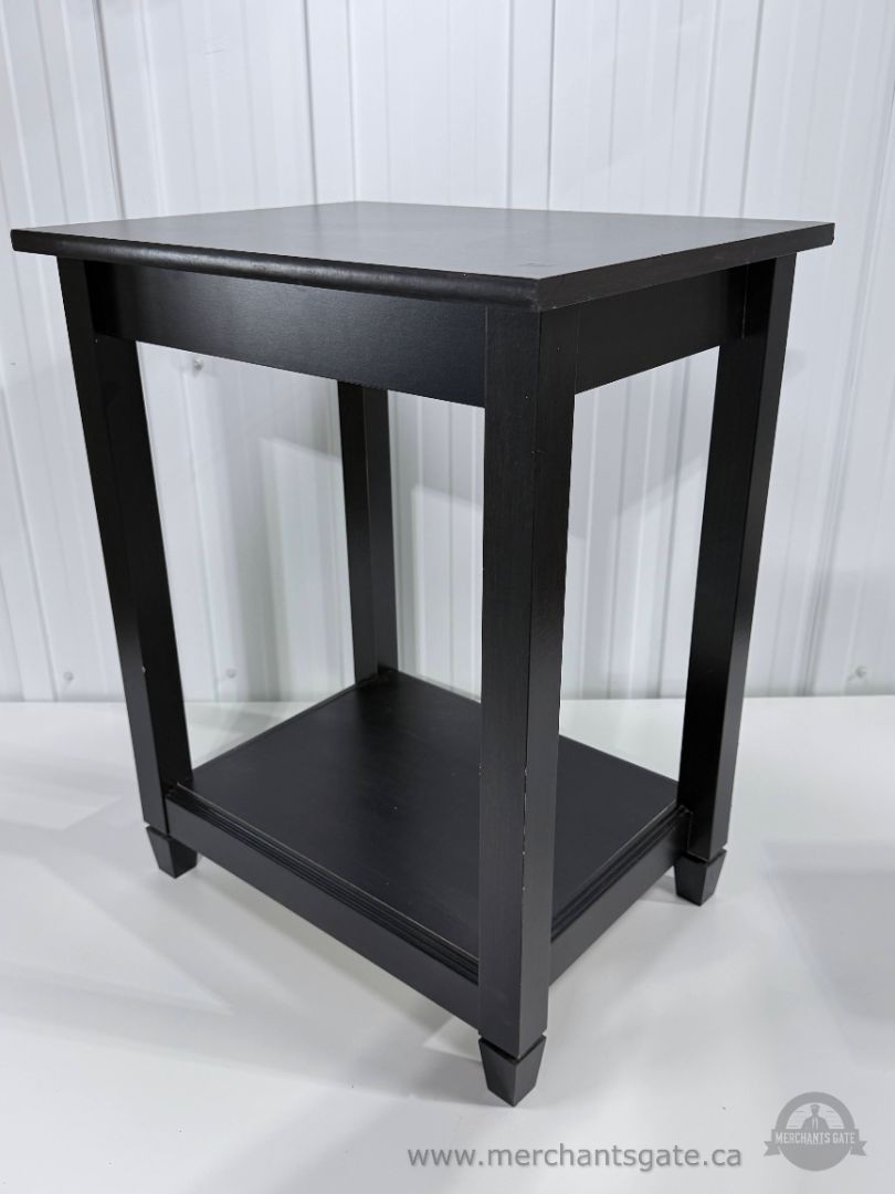 Black Side Table / End Table with Lower Shelf