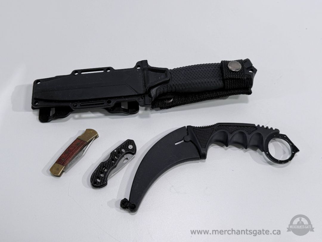 Assorted Knife Lot – 4 Pieces with Sheaths / Folding Knives