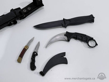 Assorted Knife Lot – 4 Pieces with Sheaths / Folding Knives