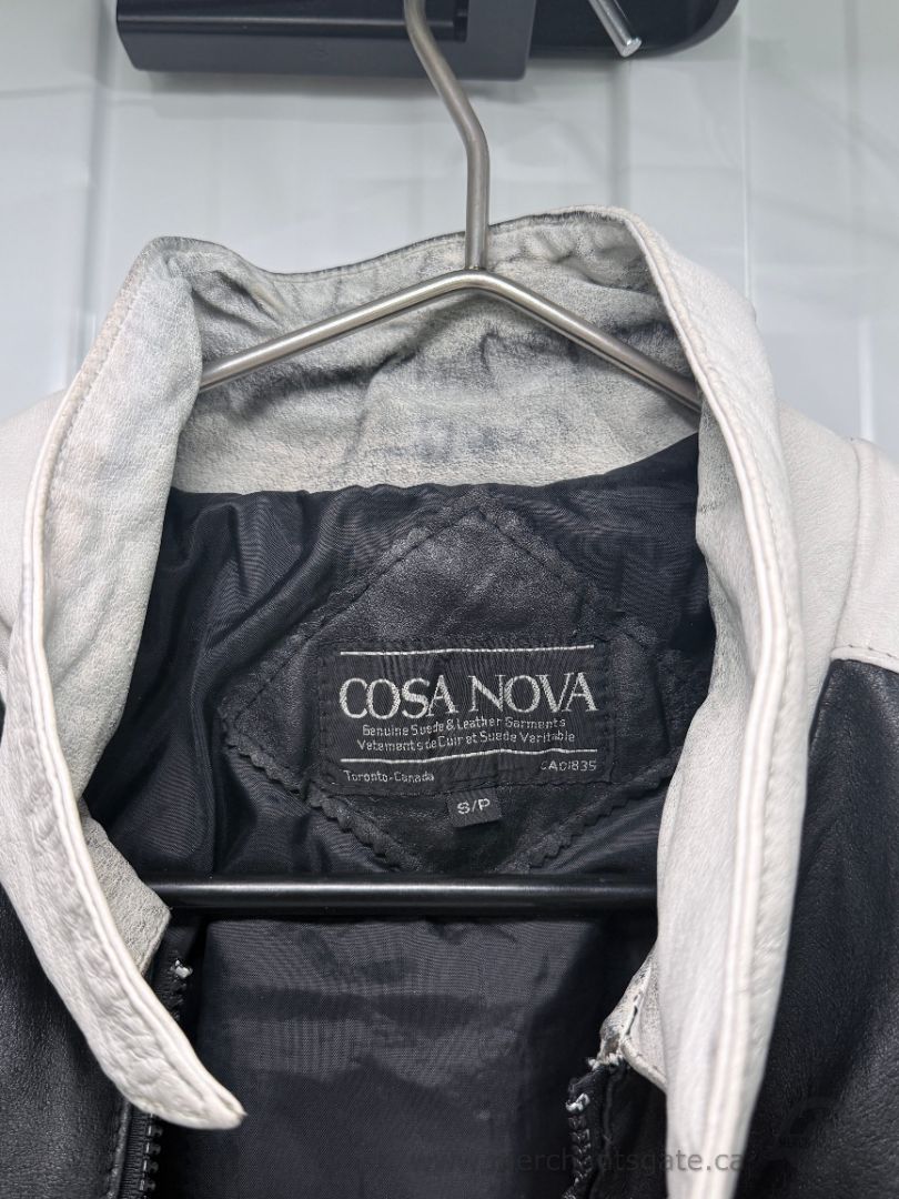 Vtg Cosa NOVA 90s American Flag Leather USA Jacket Coat Mens Small Distressed