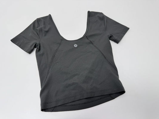Lululemon Scoop Neck Crop Tee Black Spandex Top XS